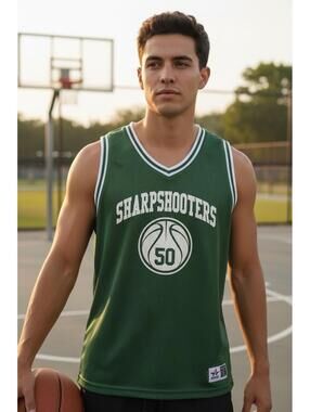 Alleson Athletic Sharpshooters Basketball Adults Jersey Green White Size L